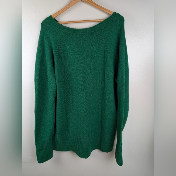 J. Crew Women's Emerald Green High Low V-Neck Relaxed Merino Blend Sweater XXL - Picture 8 of 11